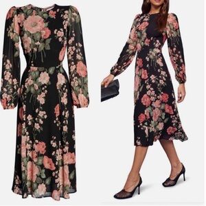 • Reformation • Women’s luanne puff sleeve dress  Floral Pink and Black 2